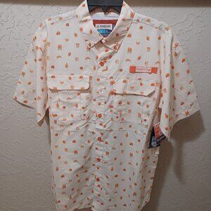 Whataburger Magellan Outdoors Mens S Moisture Wicking Shirt Cream Orange Relaxed